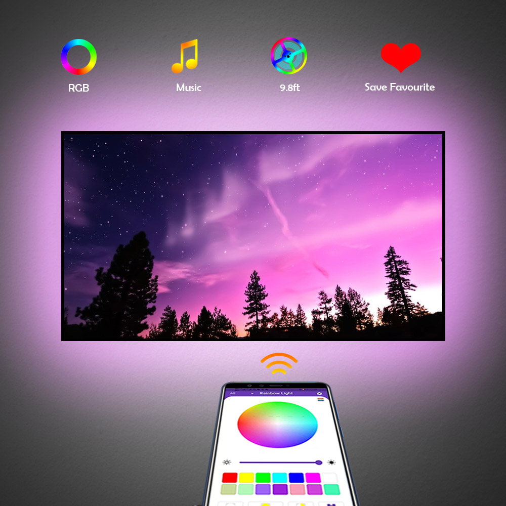 Bedroom Immersion Self Adhesive LED Strip Sticky Back RGB Colors