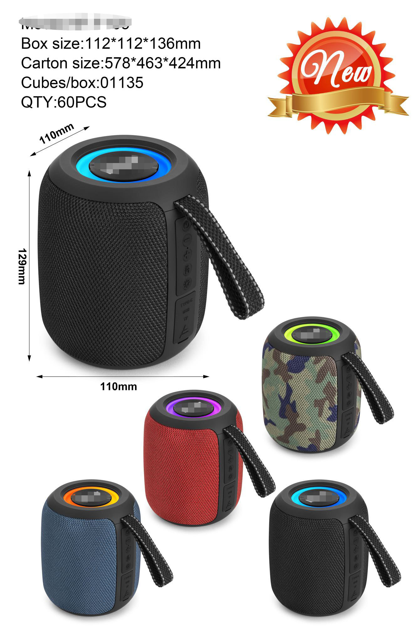 Portable 10W Hi-Fi Running Marquee Radio Bluetooth Speaker with Lights, Suitable for pairing with a TV or projector to enjoy high-quality home audio