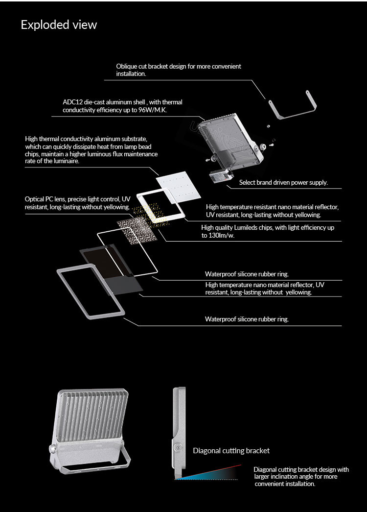 Aluminum Die-Casting 100W Led Flood Lights Indoor Garden Floodlight For Theme Park