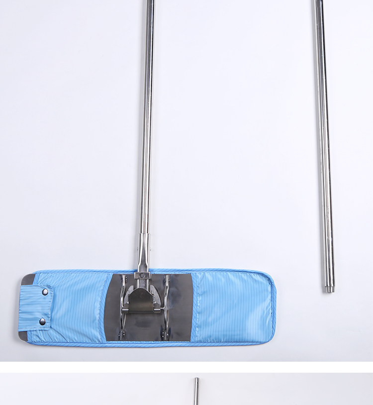 Chemical factory cleanroom flat with replaceable microfiber mop cloth flat mop