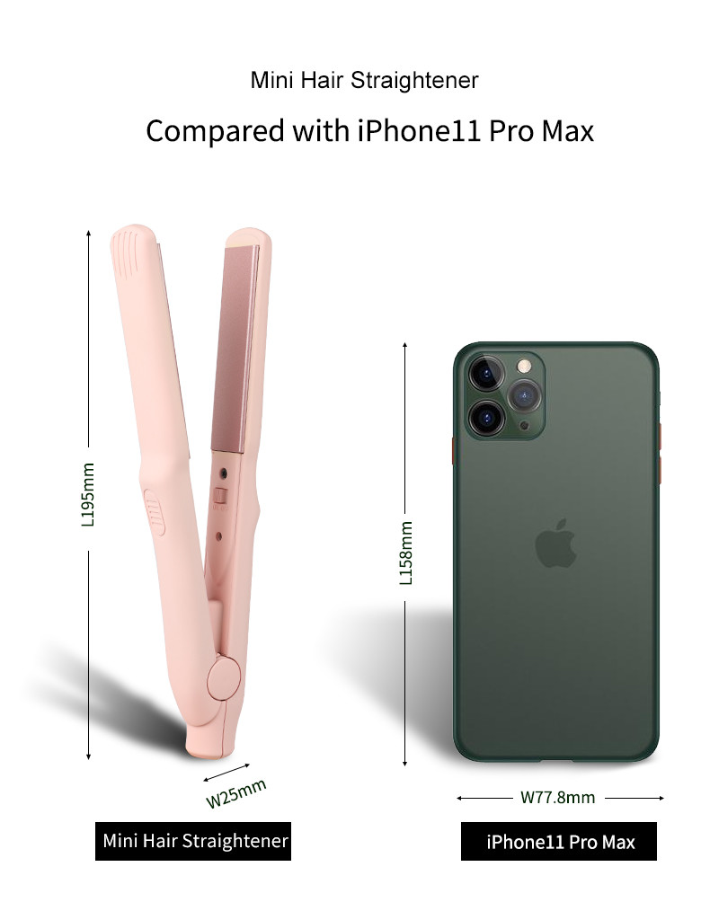 Pink Plate Mini Hair Straightener , Electric Hair Crimper 2600mAh Lithium Battery