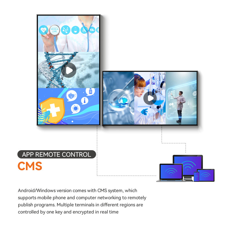 SDK Wall Mounted Lcd Digital Signage 65" Inch Super Narrow Commercial