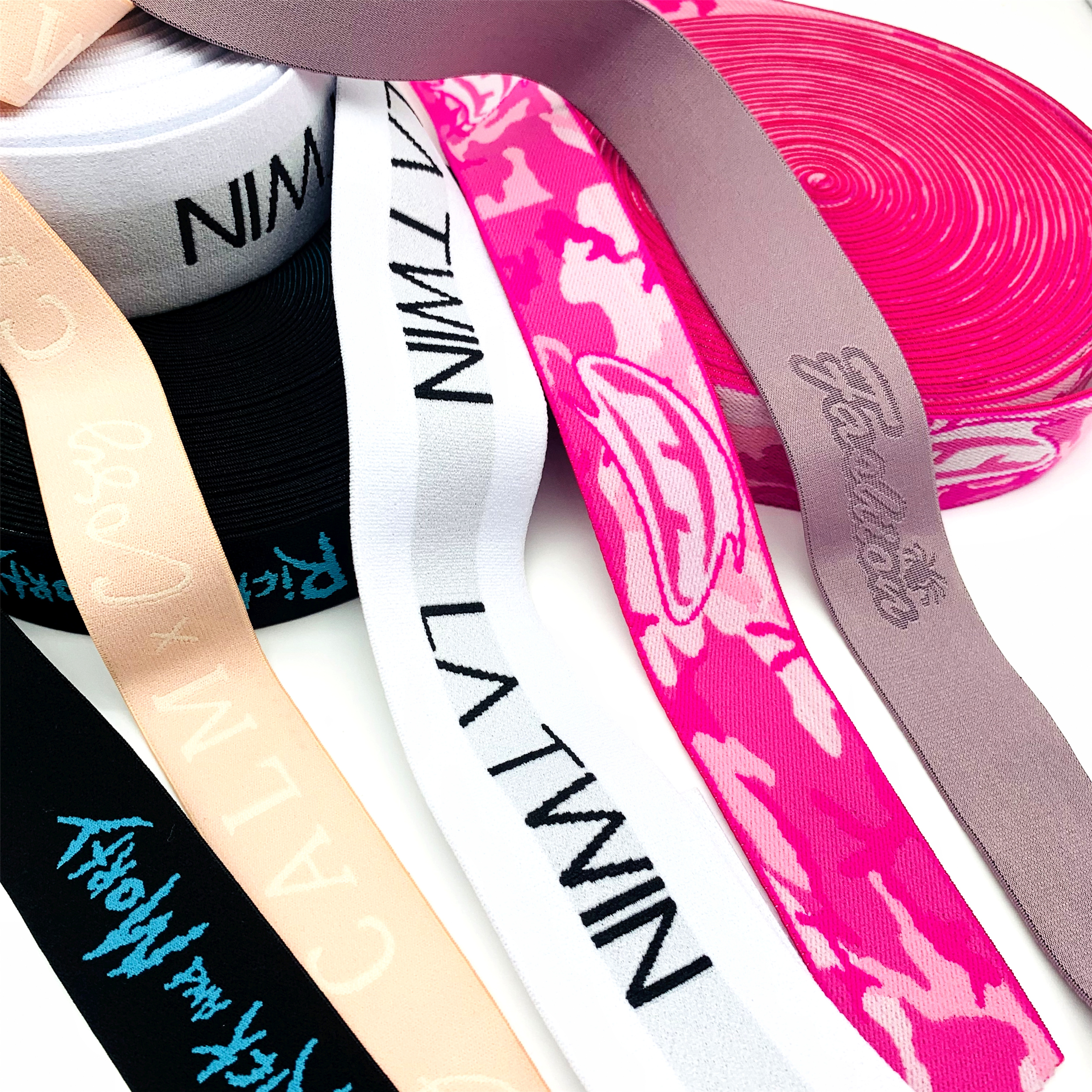 Custom wholesale jacquard nylon webbing fold over elastic ribbon binding bias tape