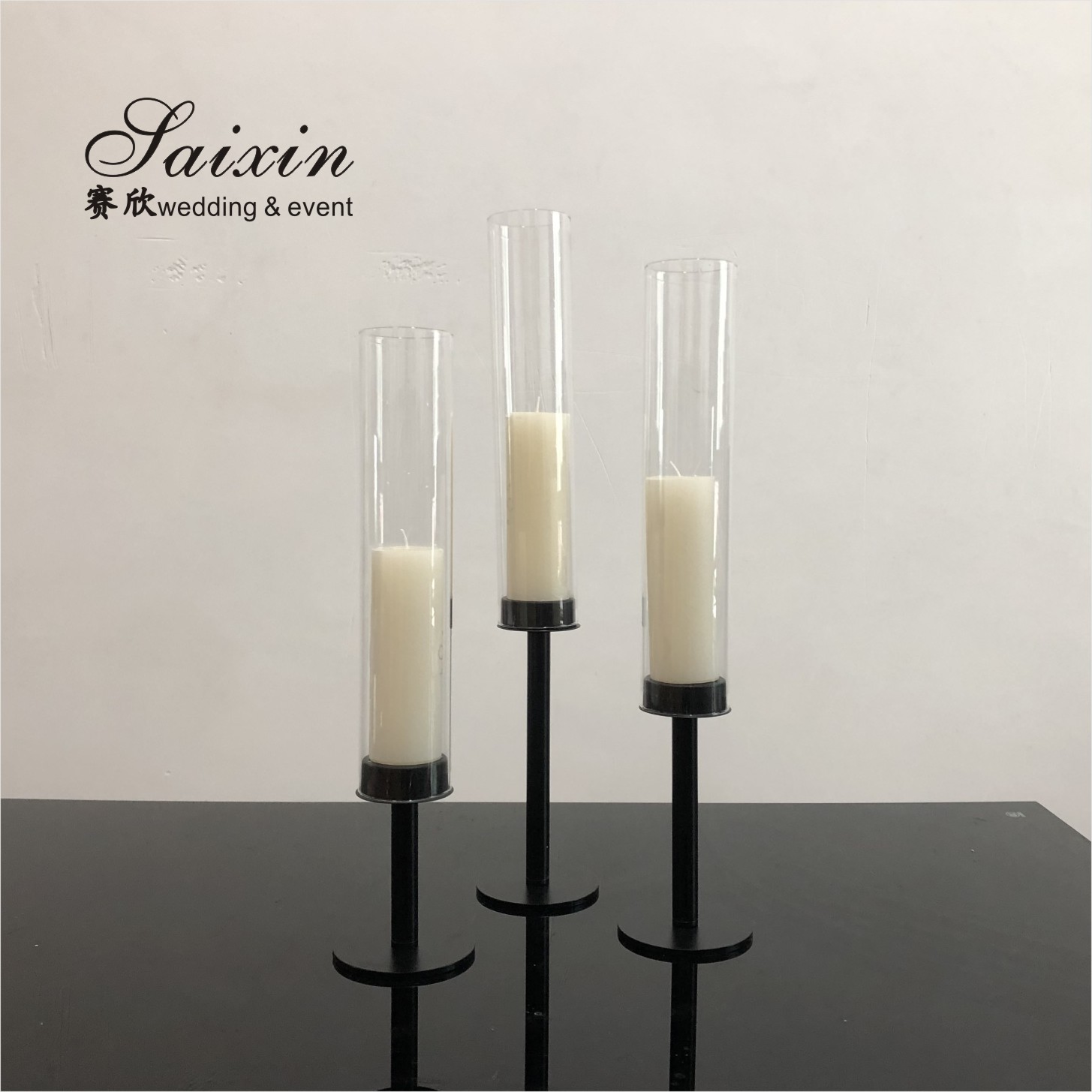 Black Metal Taper Candle Holders Candlesticks Candelabra 3 Pcs Set 54cm