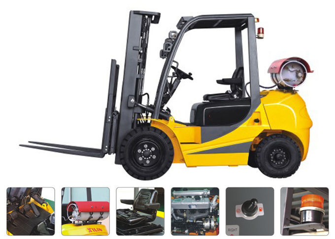 Speed 20km / H Dual Fuel Forklift 3.5 Ton , LPG Forklift Truck With Clear Visibility