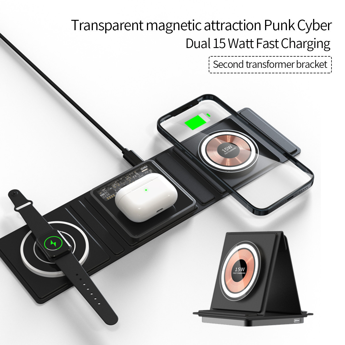 5 In 1 Wireless Fast Charging Phone Charger Stand Desk Mat
