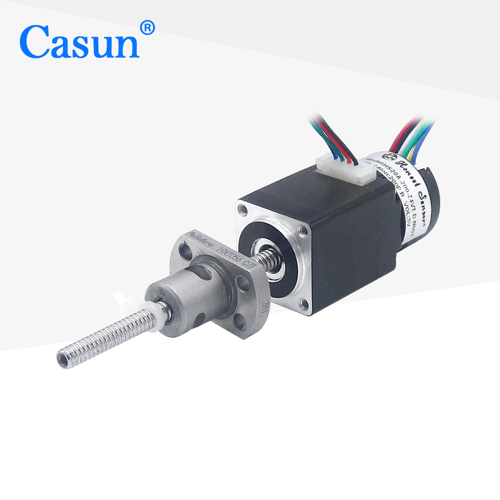 2 Phase Nema 8 Bipolar 1.8 Deg Ball Screw Stepper Motor 28mm Body With Encoder 14mN.m