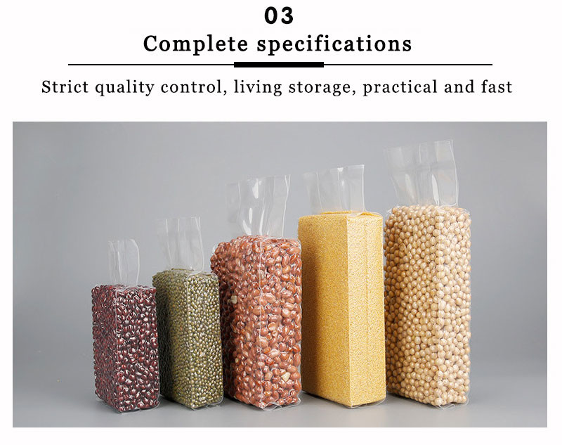 Rice Brick Square Vacuum Nylon Plastic Packaging Clear Rice Bag