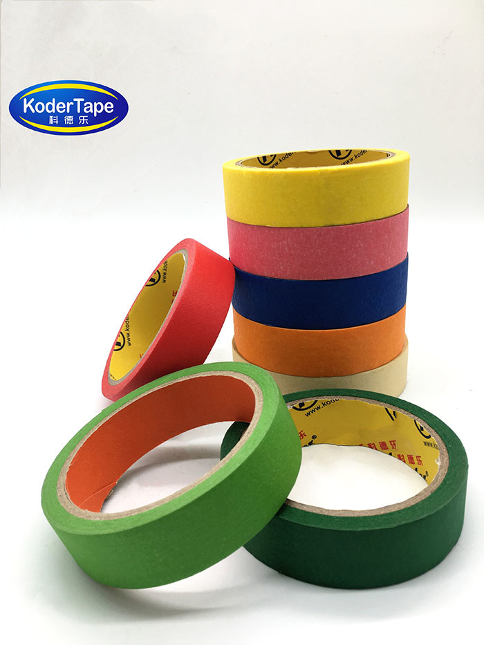 Waterproof Single Sided Car Painting 70 Micron Colored Crepe Paper Masking Tape