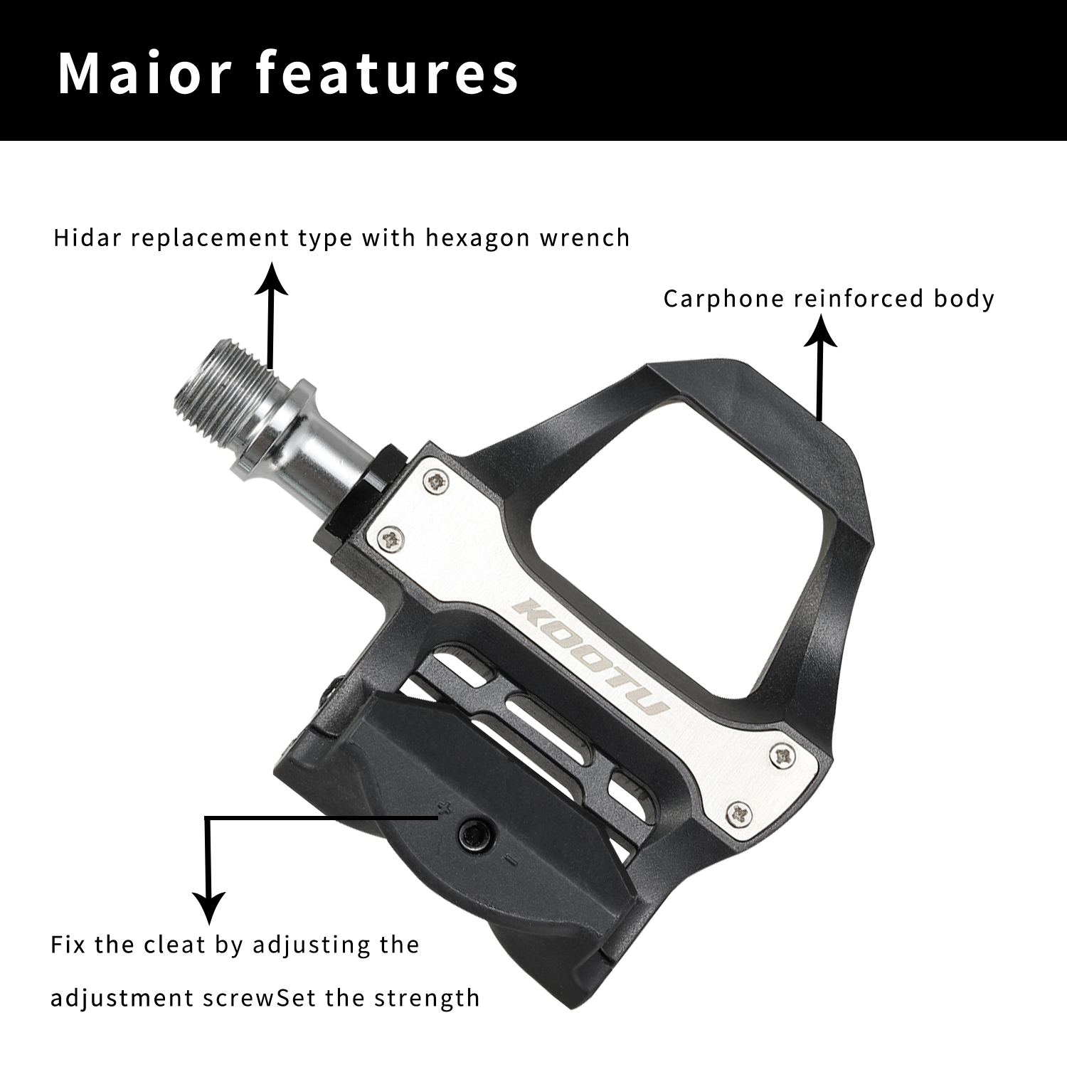 KOOTU Bike Pedals Road Bike LOOK KEO Pedals 9/16'' Bicycle Clipless Pedals