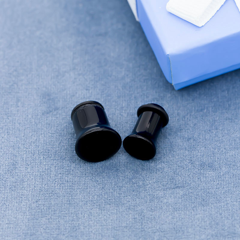 Acrylic Single Flared Ear Stretcher Plugs Multiple Size With Black Leather Hoops