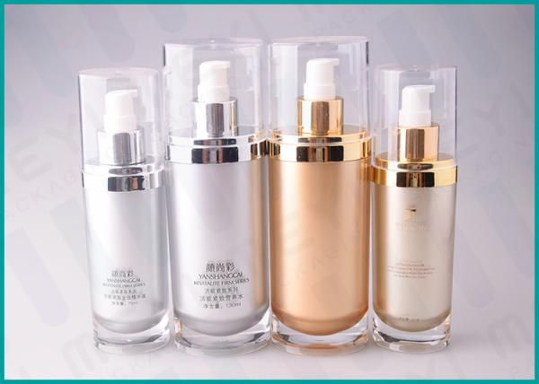 70 ML 130 ML Oval Shape Cosmetic Serum Bottle ，Silver / Gold Airless Cosmetic