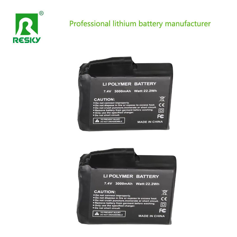 1S1P Heated Lithium Battery 3.7V 3000mAh Li-ion Power Battery For Heated Hat