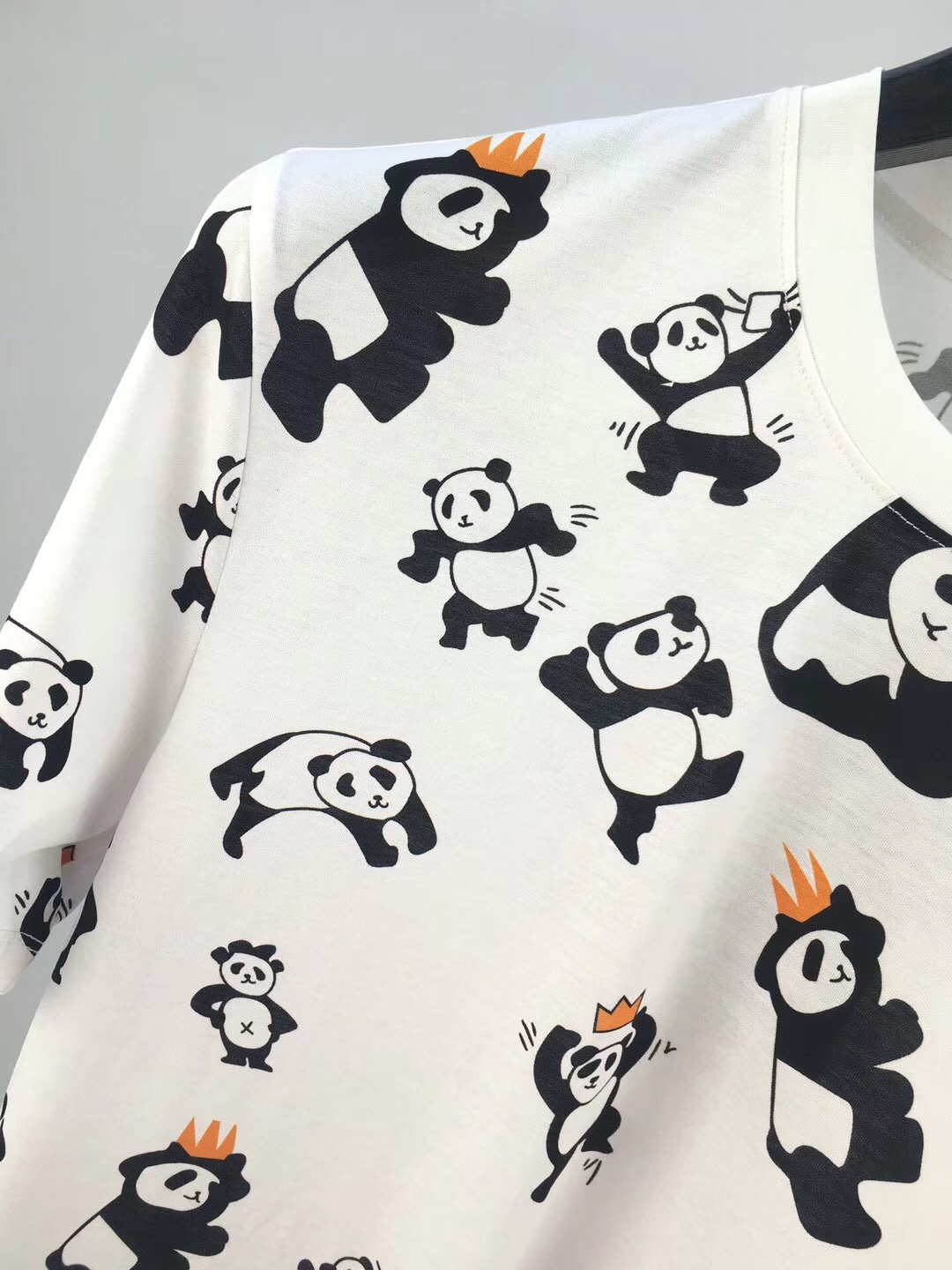 Best quality Unisex 100% Cotton T Shirt Women Quick-drying Full Panda Printing T-shirt