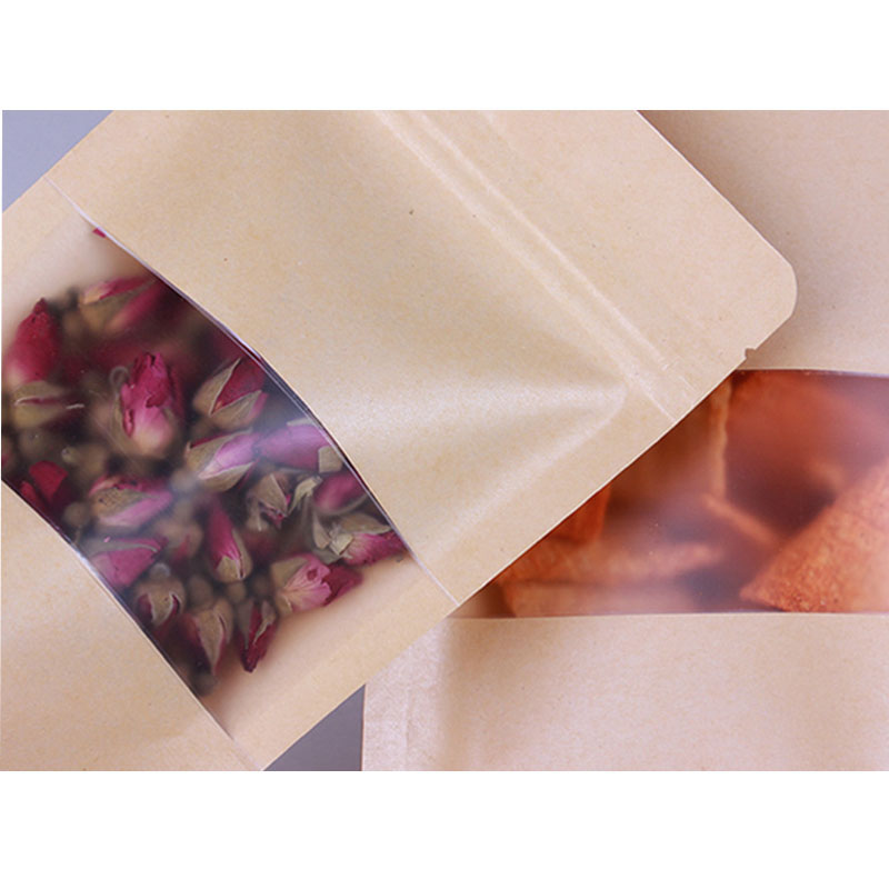 Zipper Top Kraft Paper Food Packaging Bag with Self-supporting Design and PE Material