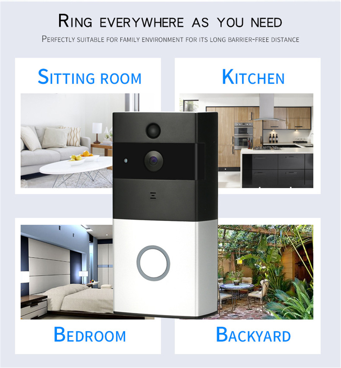 Danmini Wi-Fi Doorbell Door Phone Support Night Vision Motion Detection Two Way Talk Cloud Storage(WF06-ty)