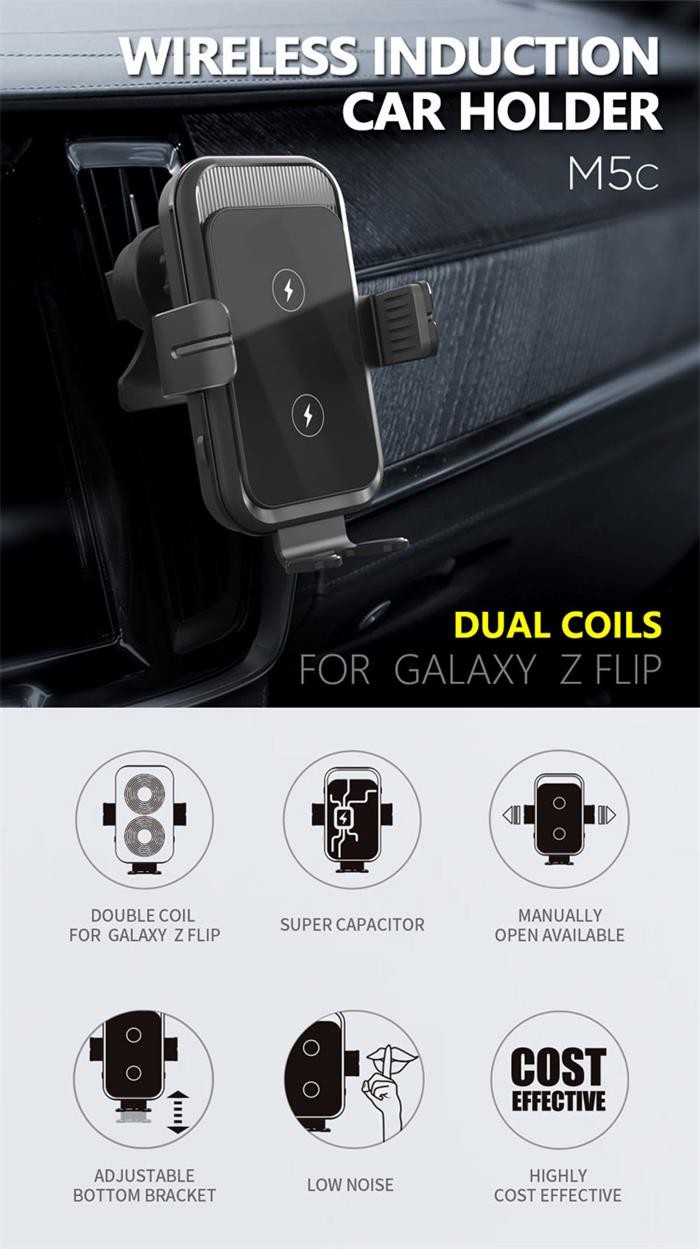 Universal 360 Degree Rotation Automatic Clamp Air Vent Car Mount Cradle Cell Phone Holder for Samsung Z Flip