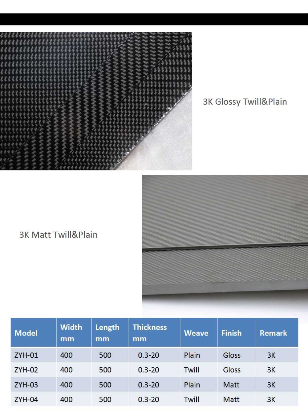 FPV Drone 2.0x400x500mm Carbon Fiber Twill Matte Plate/Sheet Price
