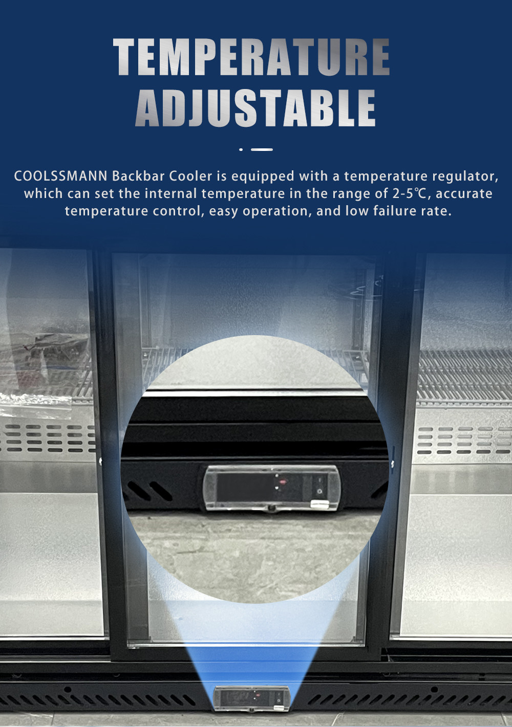 Small Drinks Backbar Cooler Fridge Sliding Door With Roll Bond Evaporator