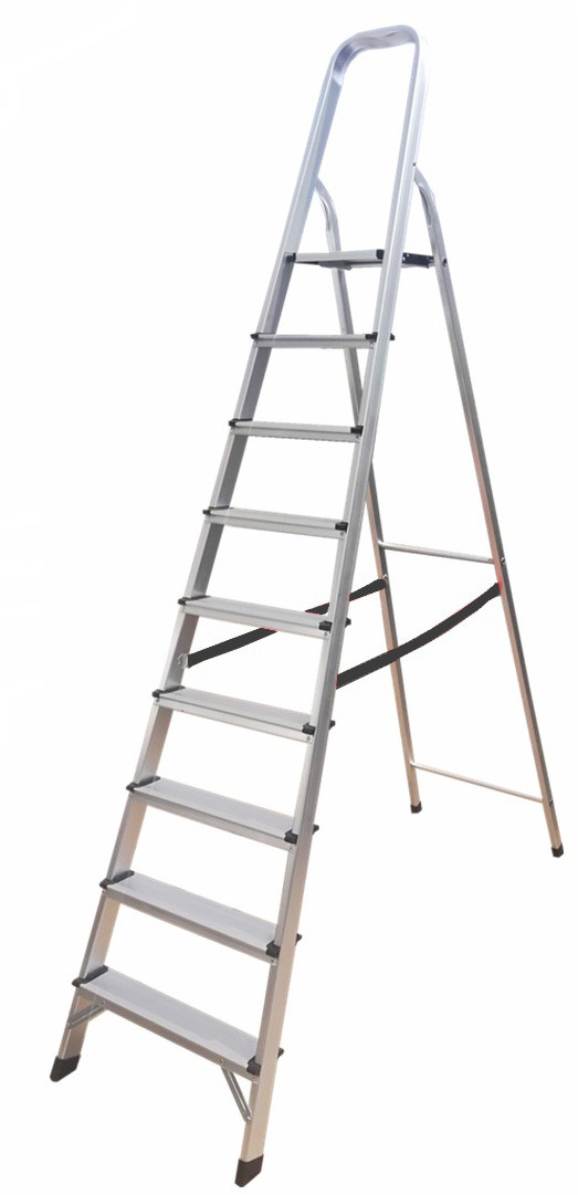 Anti Slip Aluminum Platform Step Ladder 9 Steps Stable Performance