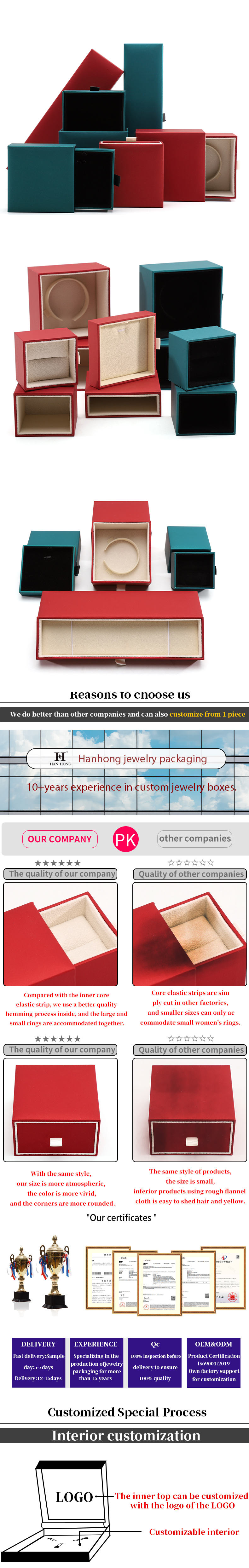 Custom Logo Handmade Paper Jewelry Box Jewellry Pull Out Packaging Box