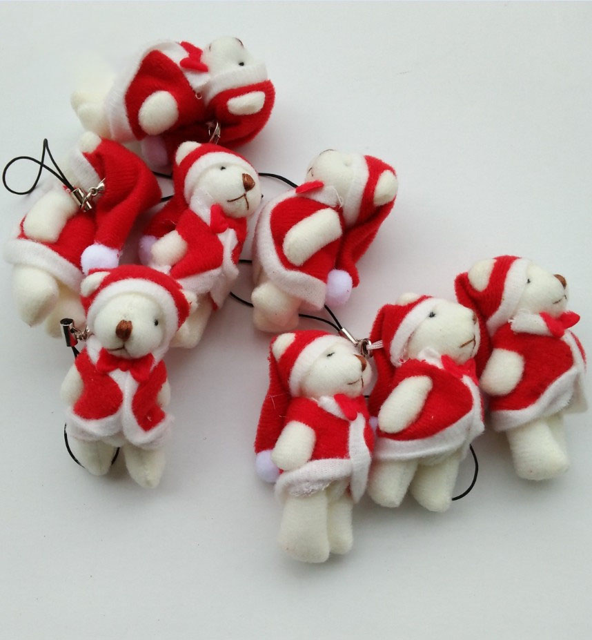 Mini Christmas Knuckle Bear 6cm Plush Toy Teddy Bear Doll Pendant with 6*3*2cm Size