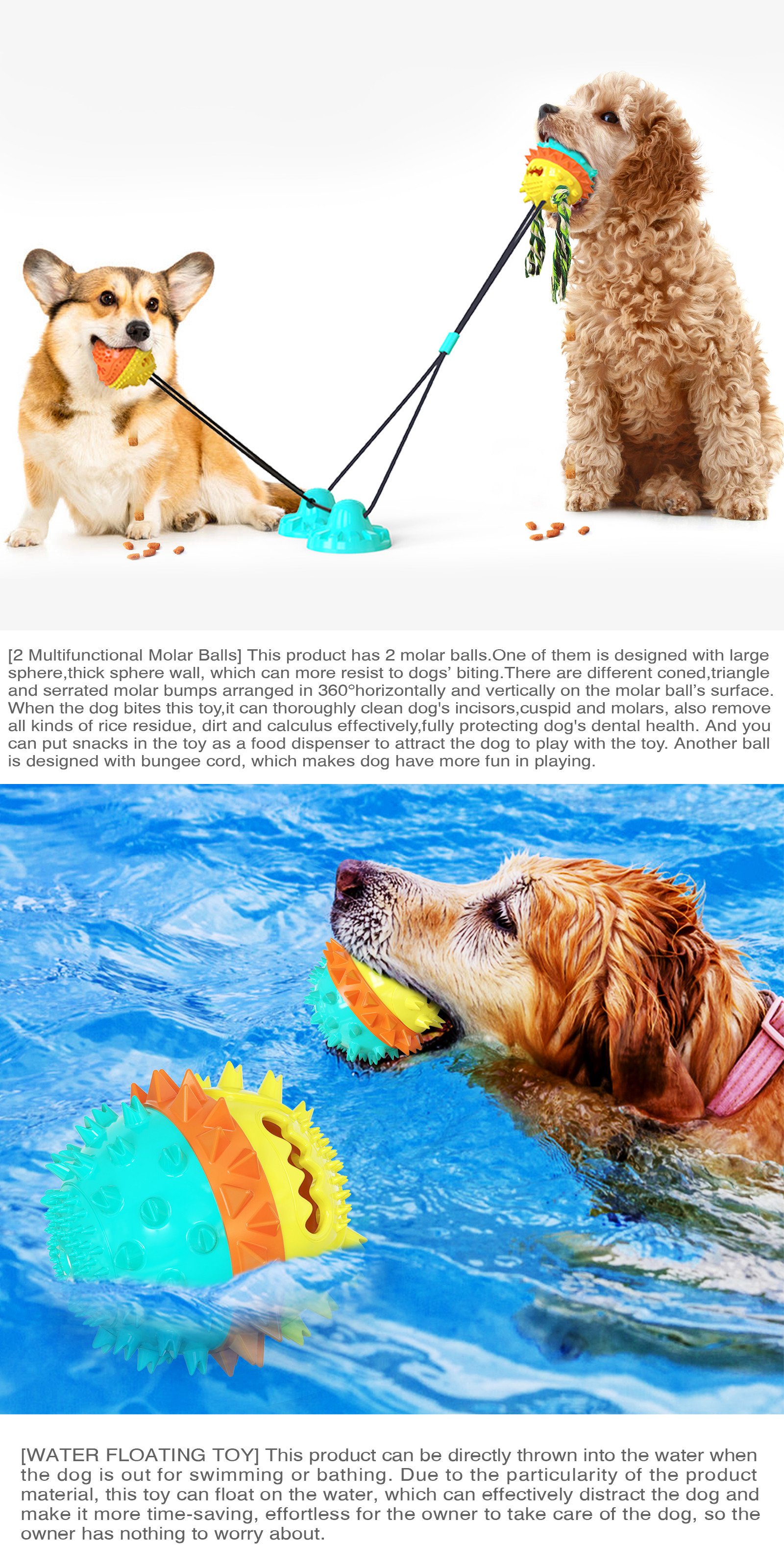 Grinding Teeth Interactive Pet Toys Strong Sucker Indestructible Bouncy Dog Ball OEM