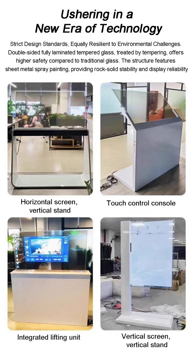 Floorstanding Transparent Glass OLED Screen Display Digital Signage Special Design Screen Factory