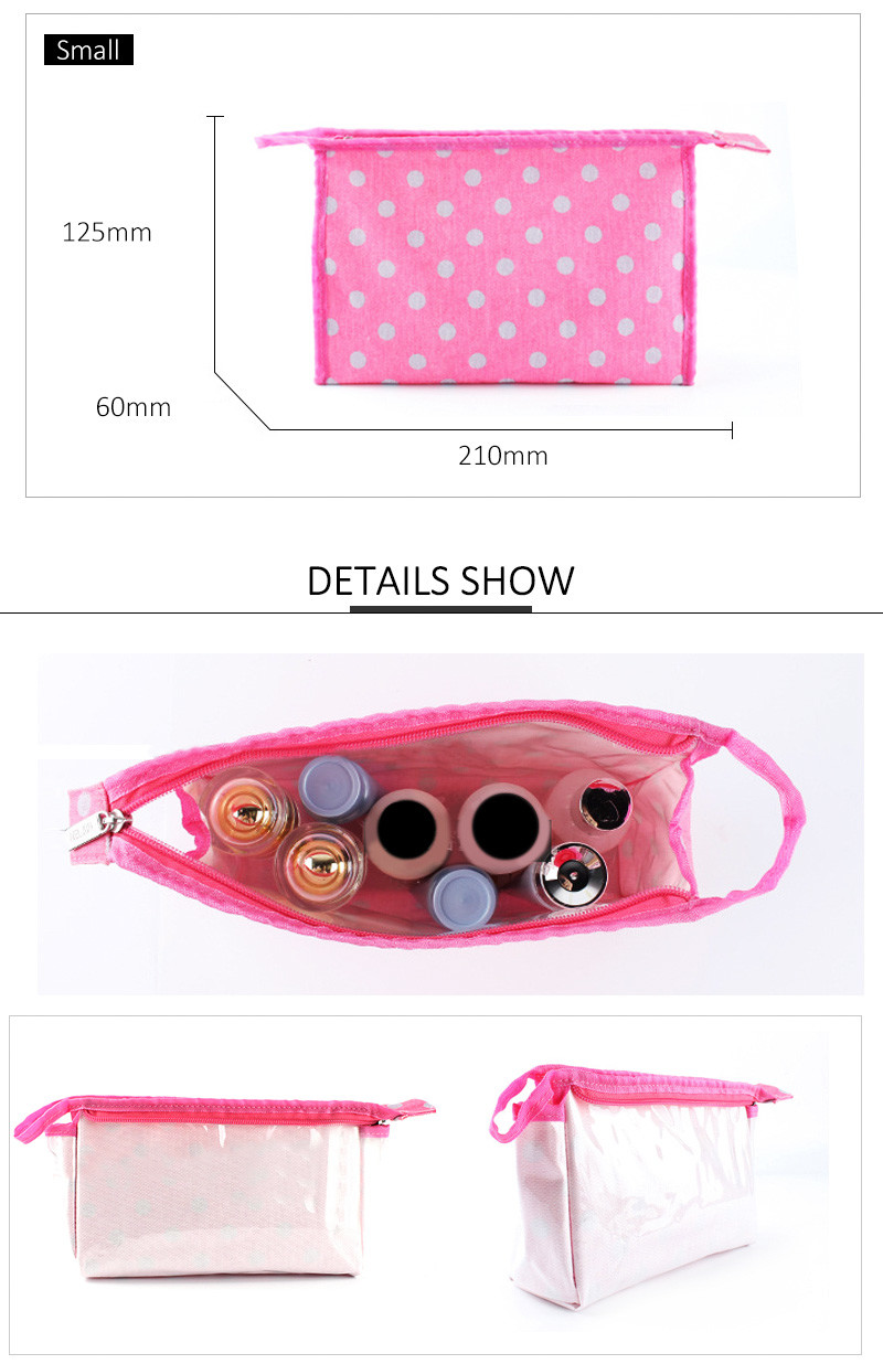 Polyester Portable Dot Printed Cosmetic Travel Bag