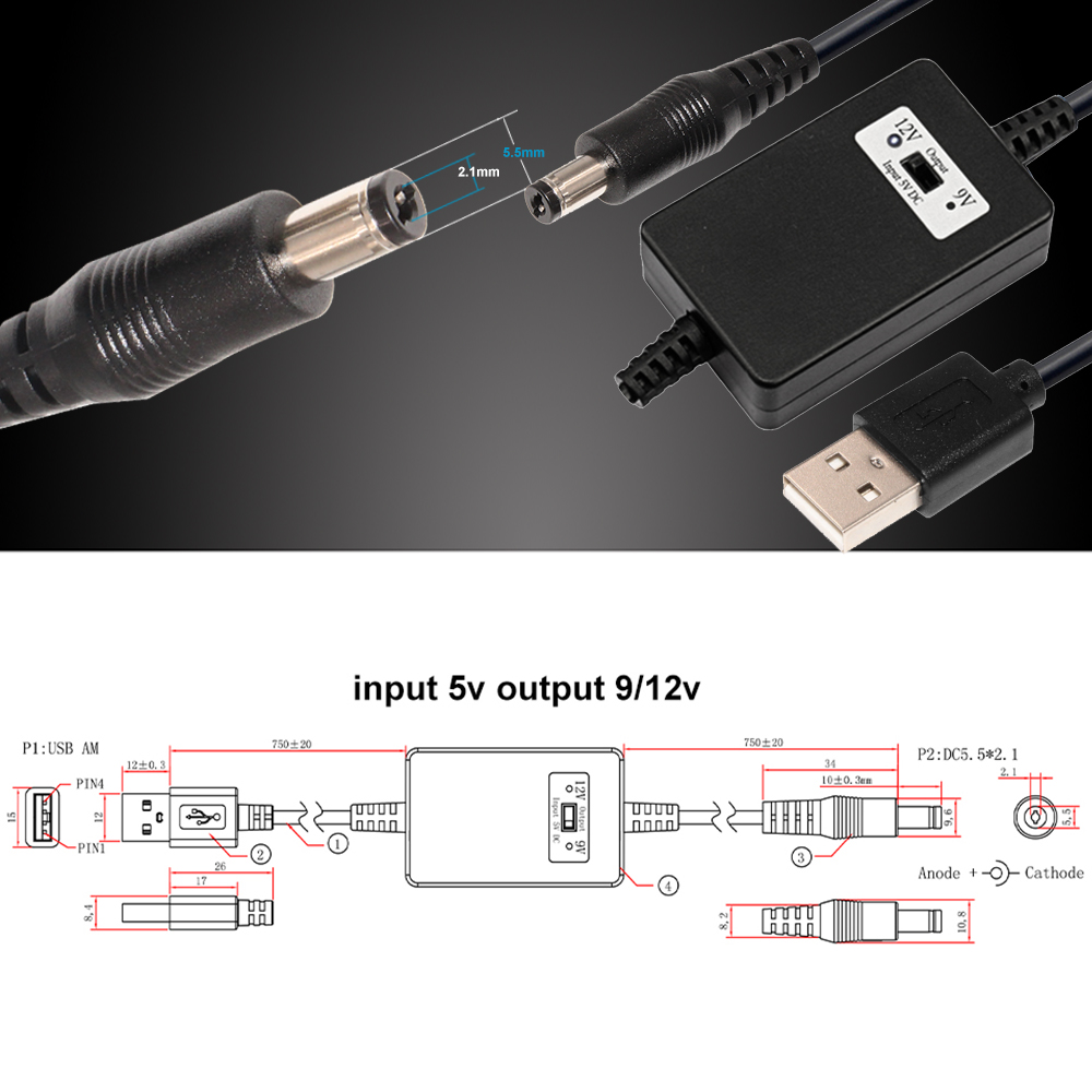 Boost Buck Voltage Converter DC 5V To 12V 2A Power Step Up Cable For Car Wifi Modem