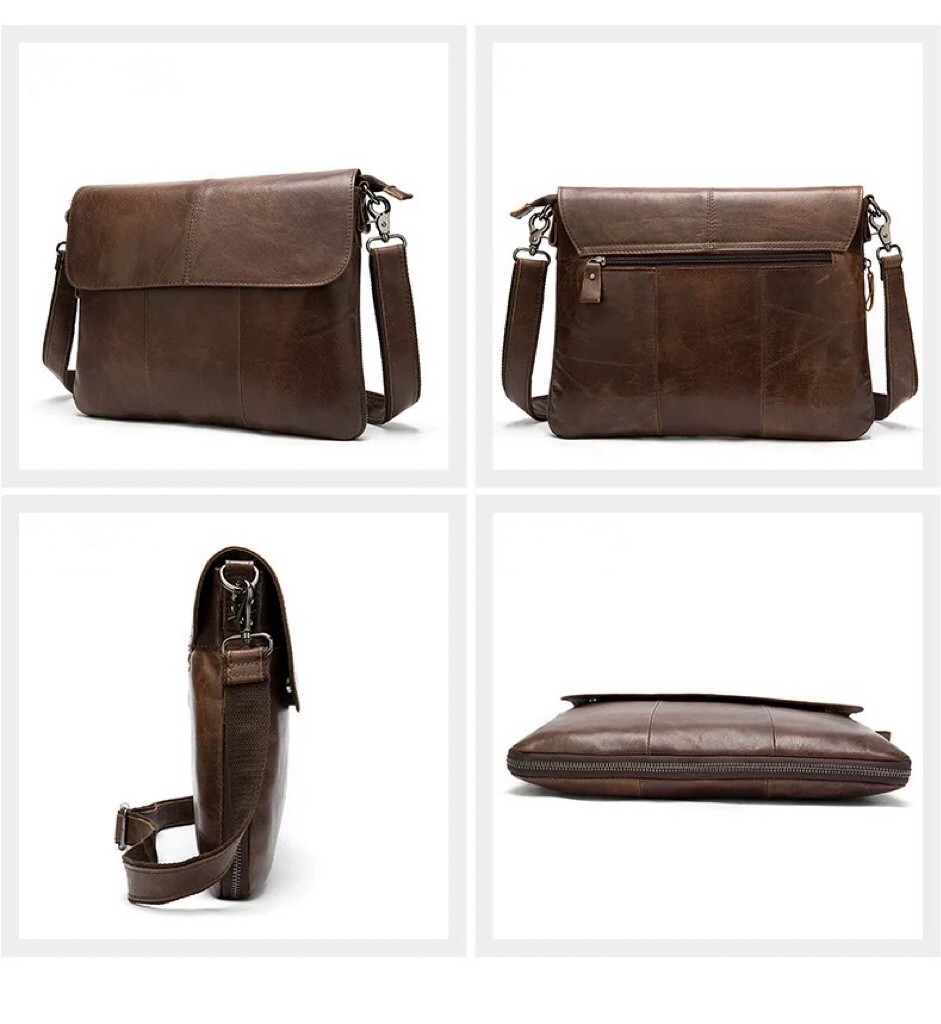 Laptop Briefcase For Men Genuine Cow Leather Handbags Male Shoulder Bag Retro Fashion Man Handbag Briefcases