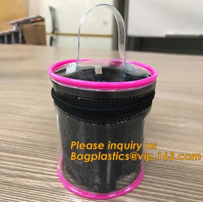 Factory Custom made Environmental PVC clear packaging toy storage handle bag,plastic tote packaging bag with handles fro