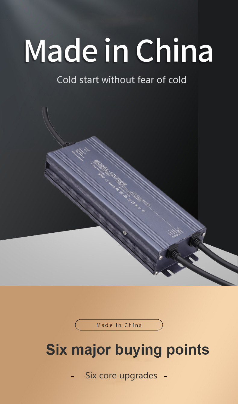 24V Input Voltage LED Light Transformer IP67 Waterproof for Outdoor 60W 200W 400W 500W