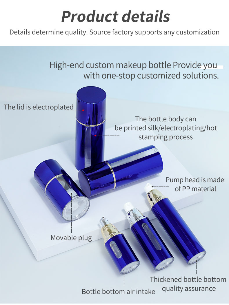 AS Material Empty Refill 20ml 30ml 50ml Plastic Airless Pump Bottle for Skin Care Sunscreen Acceptable Customer's Logo