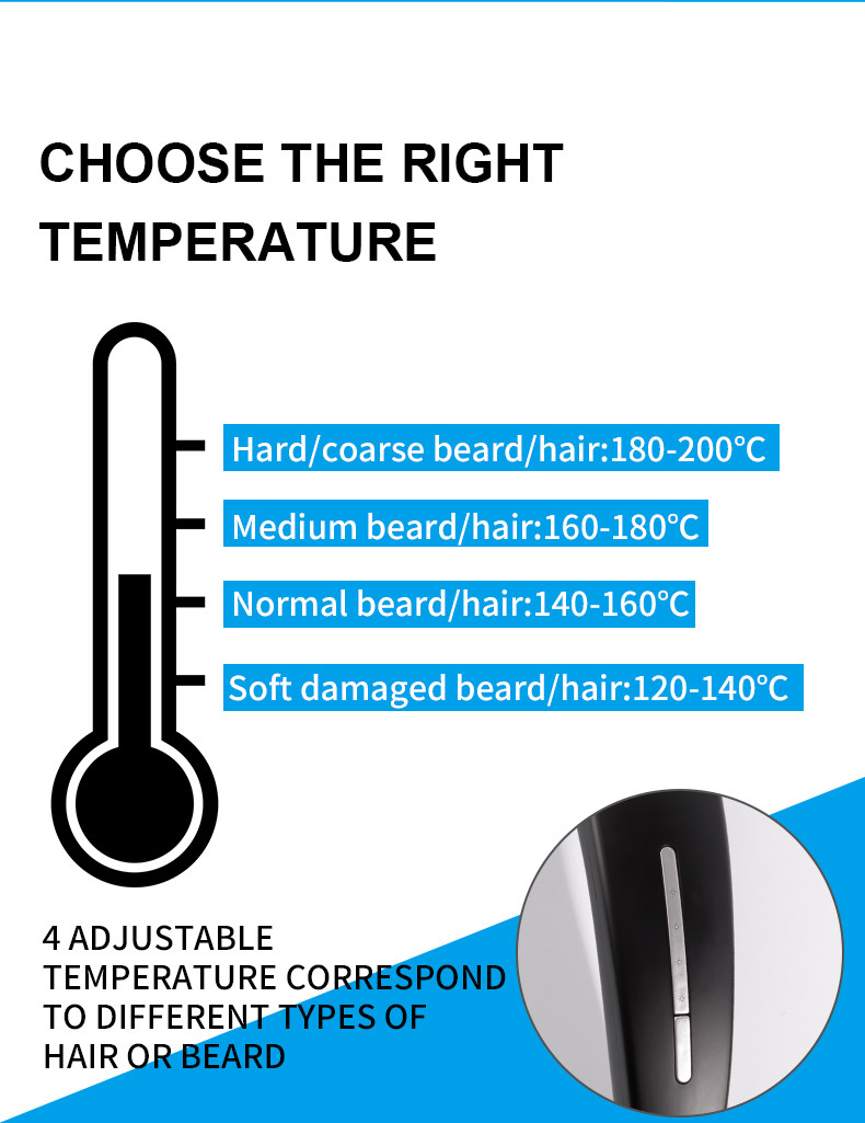 Portable 81.5x18mm 30W Beard Straightener Heat Brush