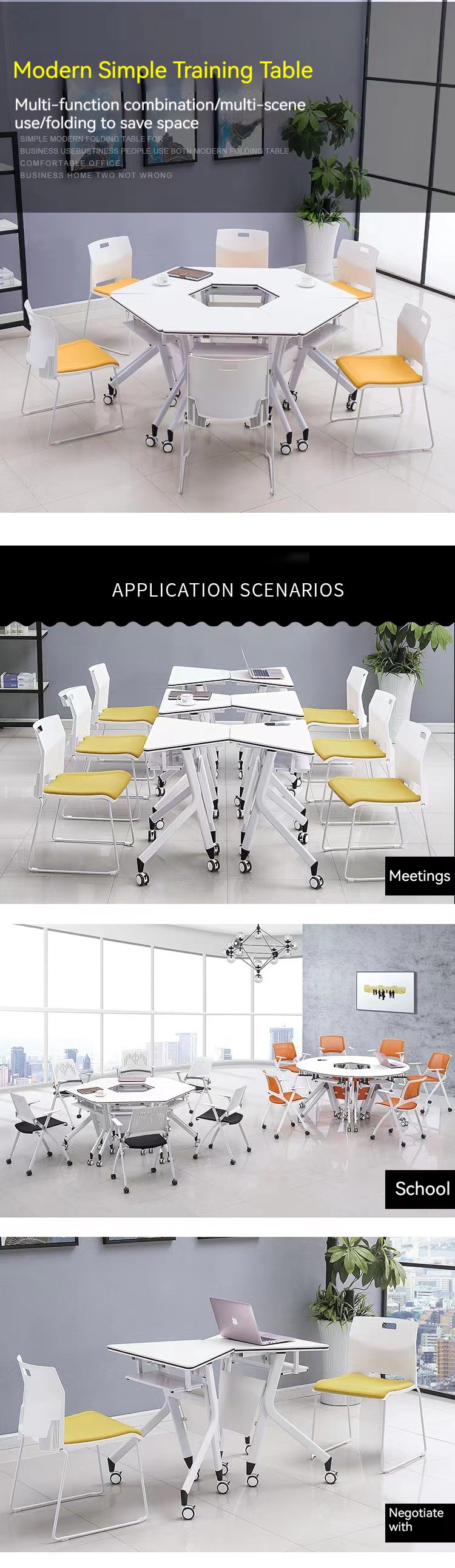 Customizable Folding Training Hexagonal Combination Table for Multifunctional Activities