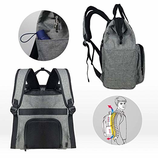 Large Multifunction Mummy Diaper Bag Baby Changing Backpack With Stroller Straps