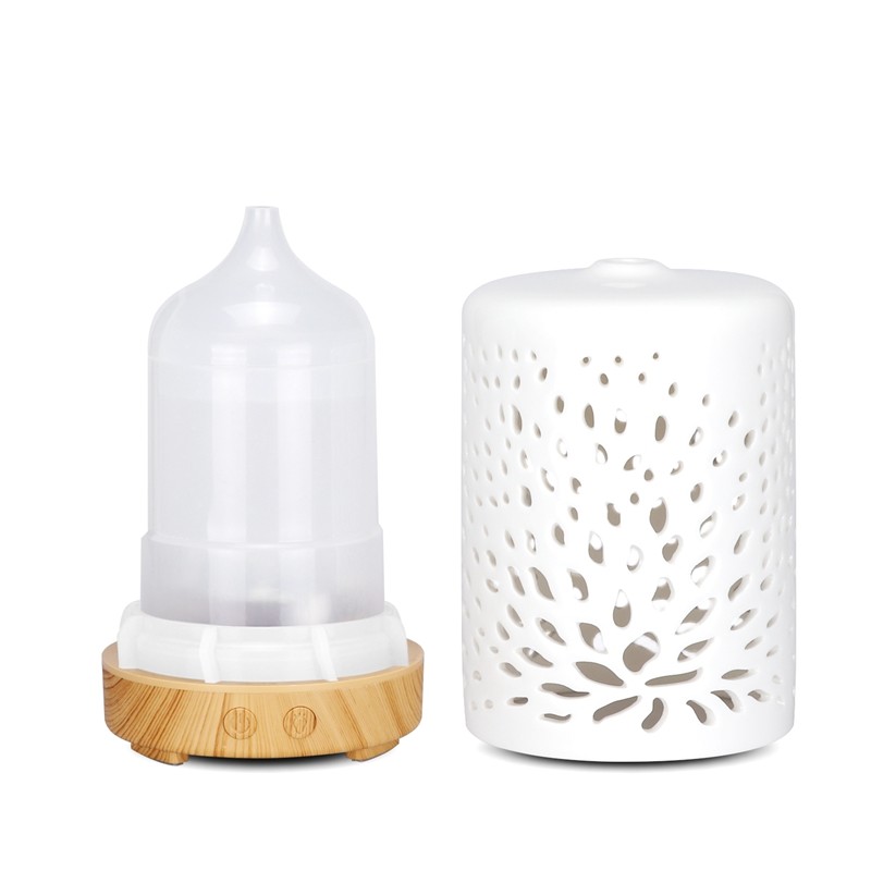 Flower Type Hollow Craft Ceramic Ultrasonic Essential Oil Diffuser