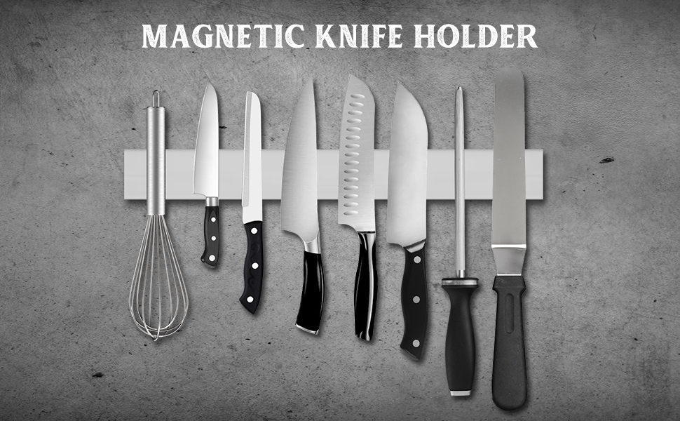 Stainless Steel Wall Magnetic Knife Holder for Home Kitchen 8''-24 inch Knife Set