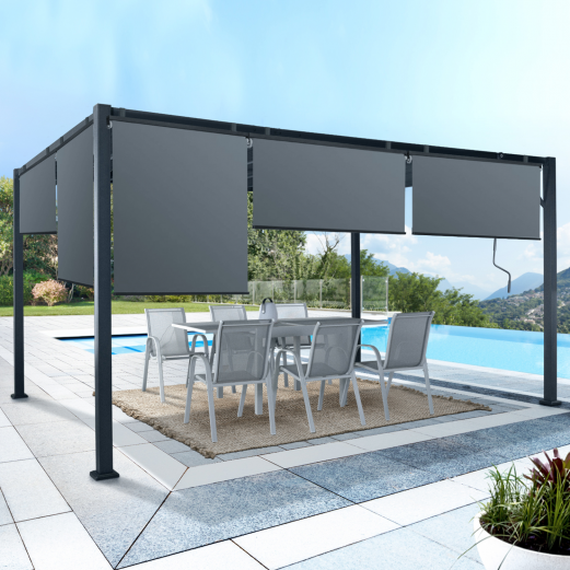 Flat Garden Iron Gazebo Outdoor PVC Coated Metal Canopy Gazebo