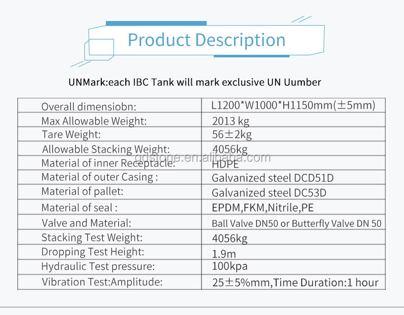 HDPE Metal Chemical Square Tank 1000 Ltr Tare Weight 56kg
