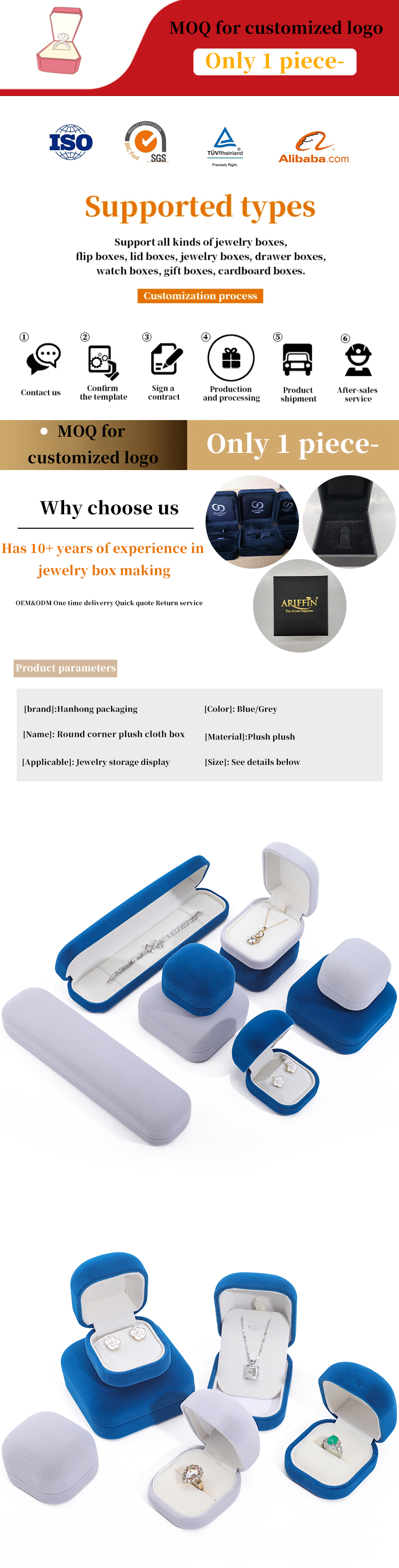 Customized Rectangle Jewelry Packaging Box for Pendant Necklace Ring Earrings