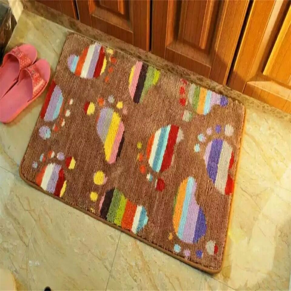 Polyester hand tufted pattern modern bath room mat with latex backing