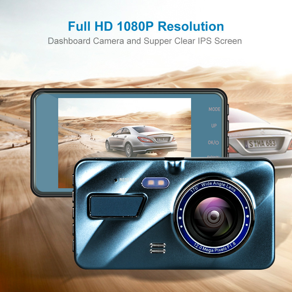 Vehicle WDR IPS Touchscreen Video Dash Cam Recorder Blackbox Dual Lens