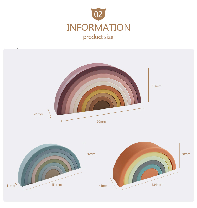 Customized Soft Silicone Toys Rainbow Stacking For Baby Educational