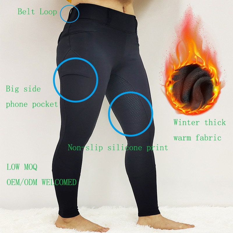 Belt Loop Horse Riding Compression Pants Polyester Winter Riding Breeches Full Seat