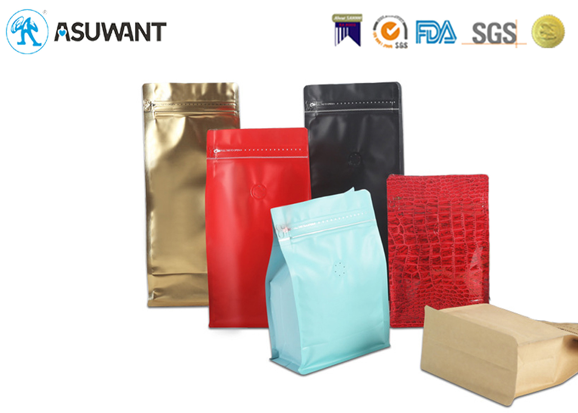 Customized Medical Glossy Finished Eight Side Sealed Stand Up Pouch