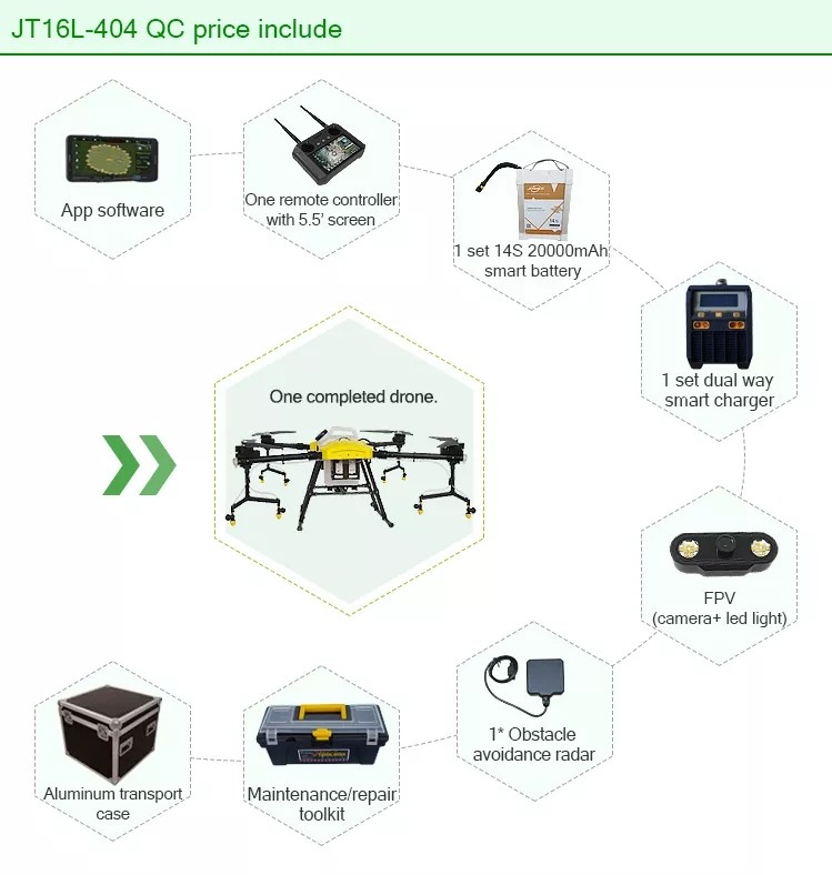 4 Axis Agricultural Spray Drone 16L Aircraft Mist Agriculture Farm Sprayer