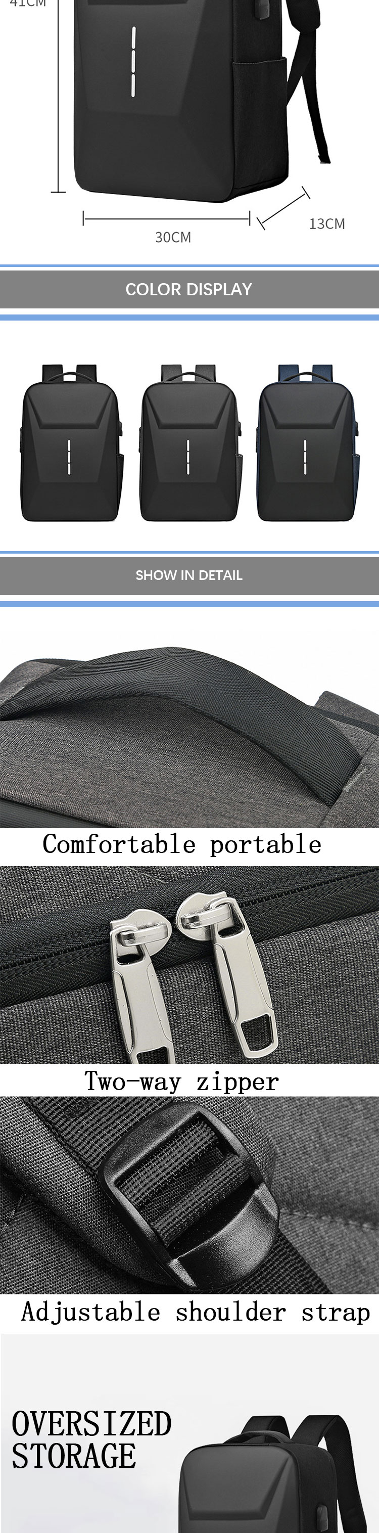 Customized Logo Travel Business Computer Backpack With USB Port