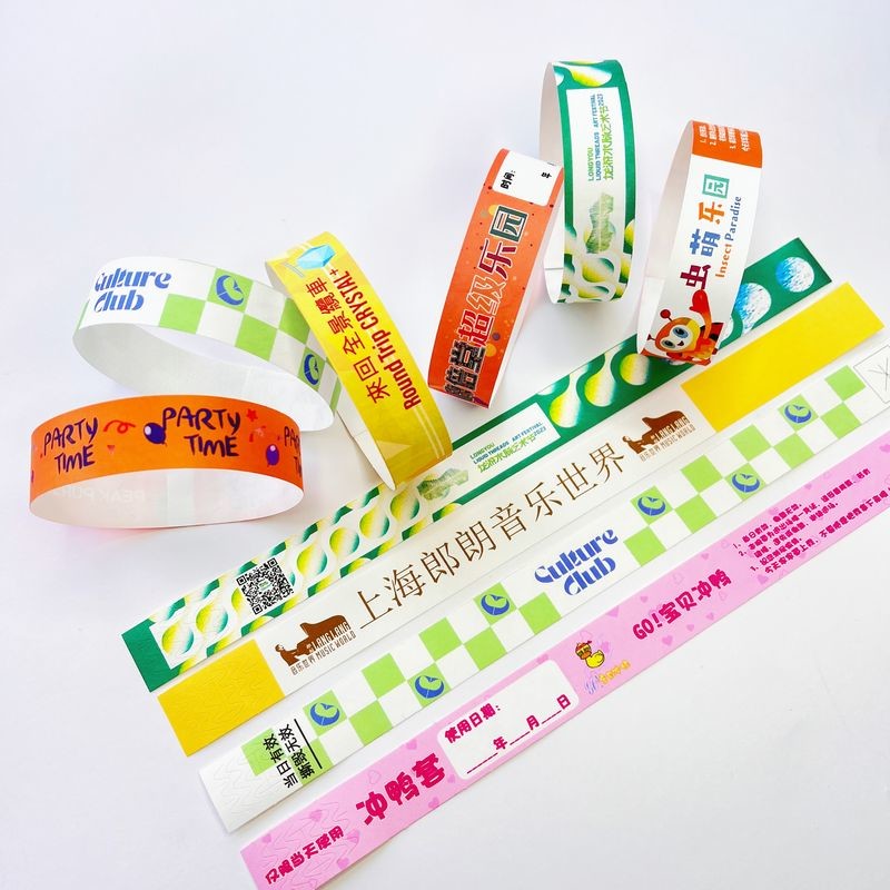 Sequential Numbering Tyvek Wristbands Waterproof Full Color Printing With Custom Logo